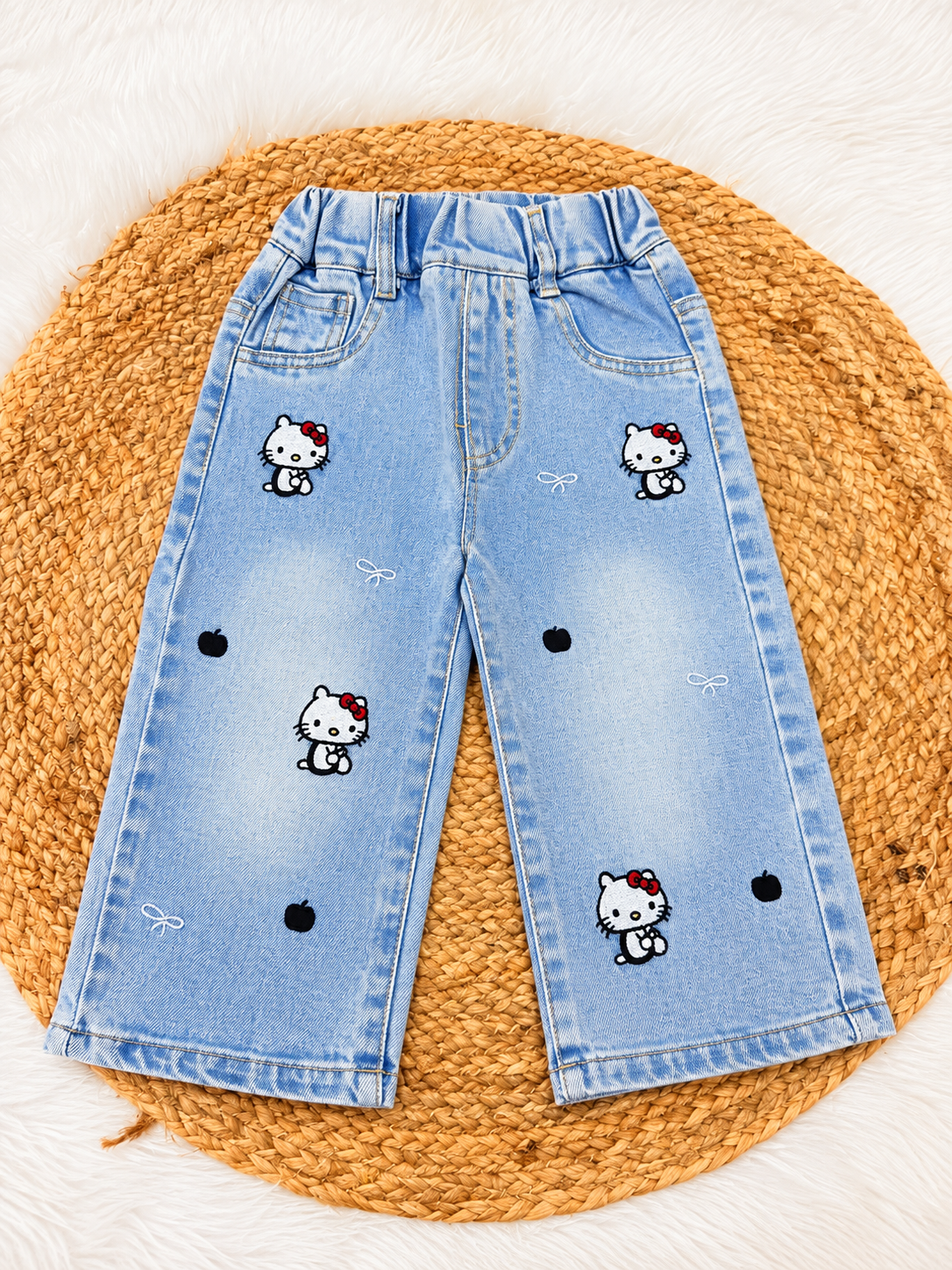 Light blue printed denim pant